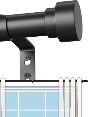 Heavy Duty 1" Black Curtain Rod 32"-90" Adjustable NIB